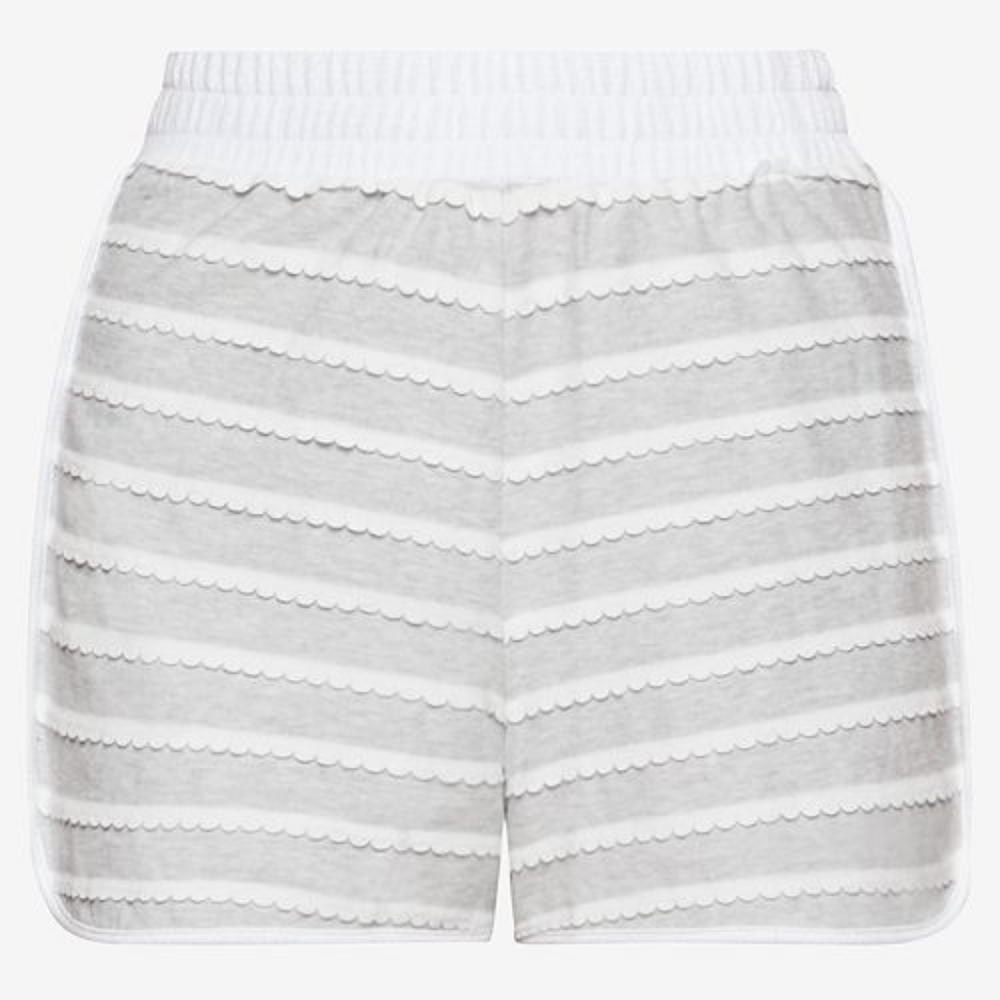 BCBGeneration scalloped stripe shorts, 31", gray